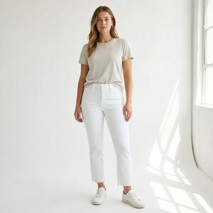 Joe’s Jeans White Flawless Honey Hi Rise Curvy Cropped Boot Raw Hem Jeans - 27